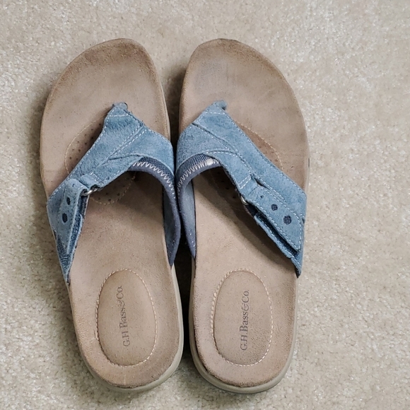 G.H.Bass Blue and tan Marlowe Flipflops,  sz:6.5 - Picture 1 of 2